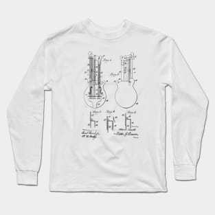 Double Bass Guitar Vintage Patent Hand Drawing Long Sleeve T-Shirt